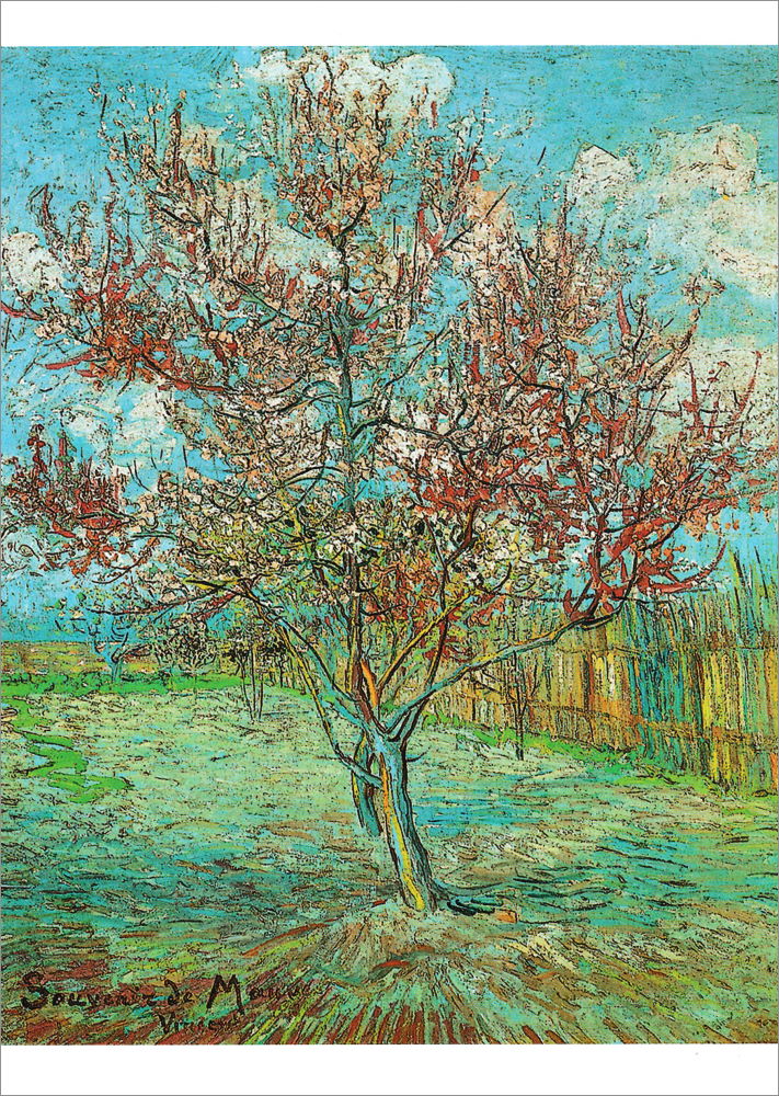 Kunstkarte Vincent van Gogh "Blühender Pfirsischbaum"