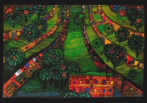 Kunstkarte Hundertwasser "Grüne Stadt"