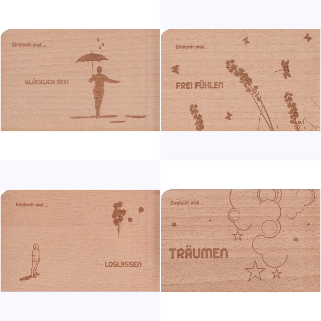 Holzpostkarten-Set "Einfach mal ..."