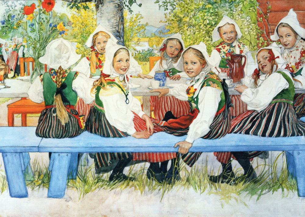 Kunstkarte Carl Larsson "Kersti's Geburtstag"