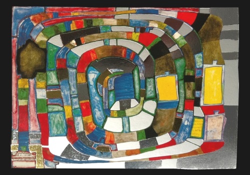 Kunstkarte Hundertwasser "Silver Spiral"
