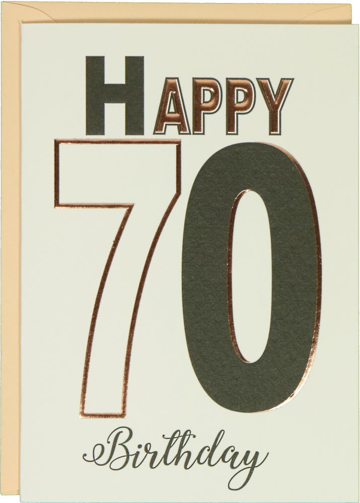 Glückwunschkarte Geburtstag: Donna May Happy Birthday - Zum Siebzigsten!