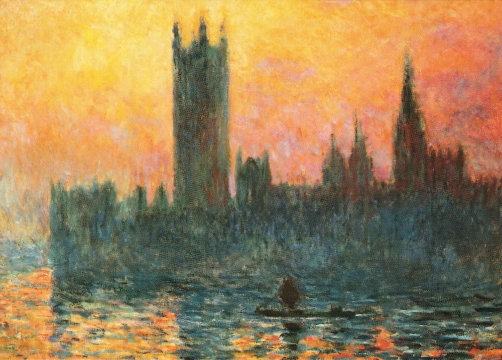 Kunstkarte Claude Monet "Das Parlament in London bei Sonnenuntergang"