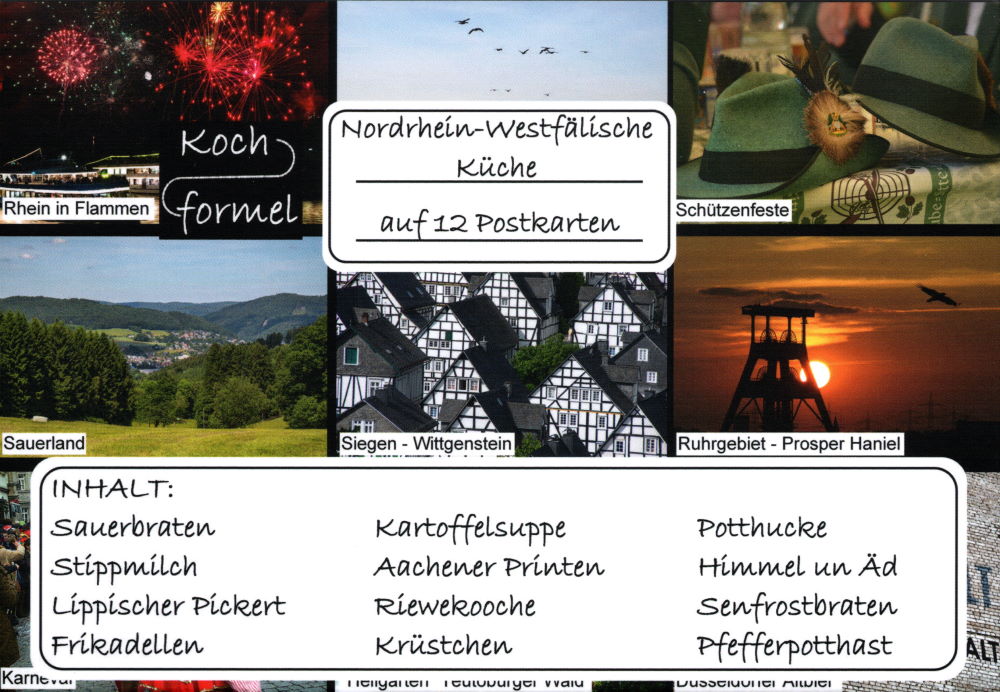 Komplett-Set "Nordrhein-Westfälische Küche auf 12 Rezept-Postkarten"