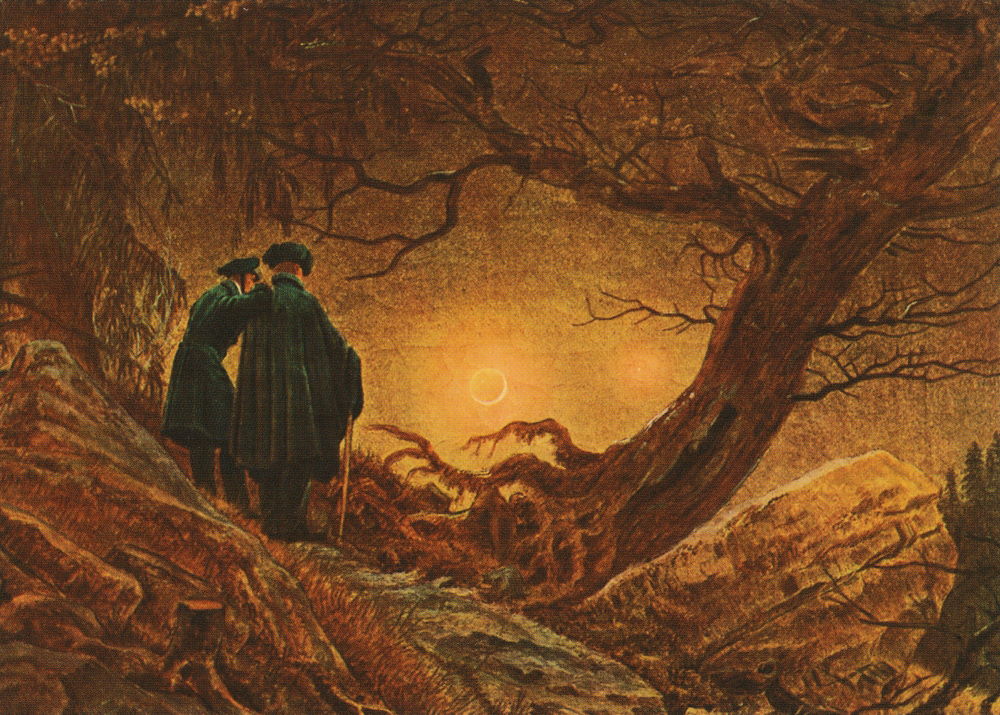Kunstkarte Caspar David Friedrich "Zwei Männer in Betrachtung des Mondes"