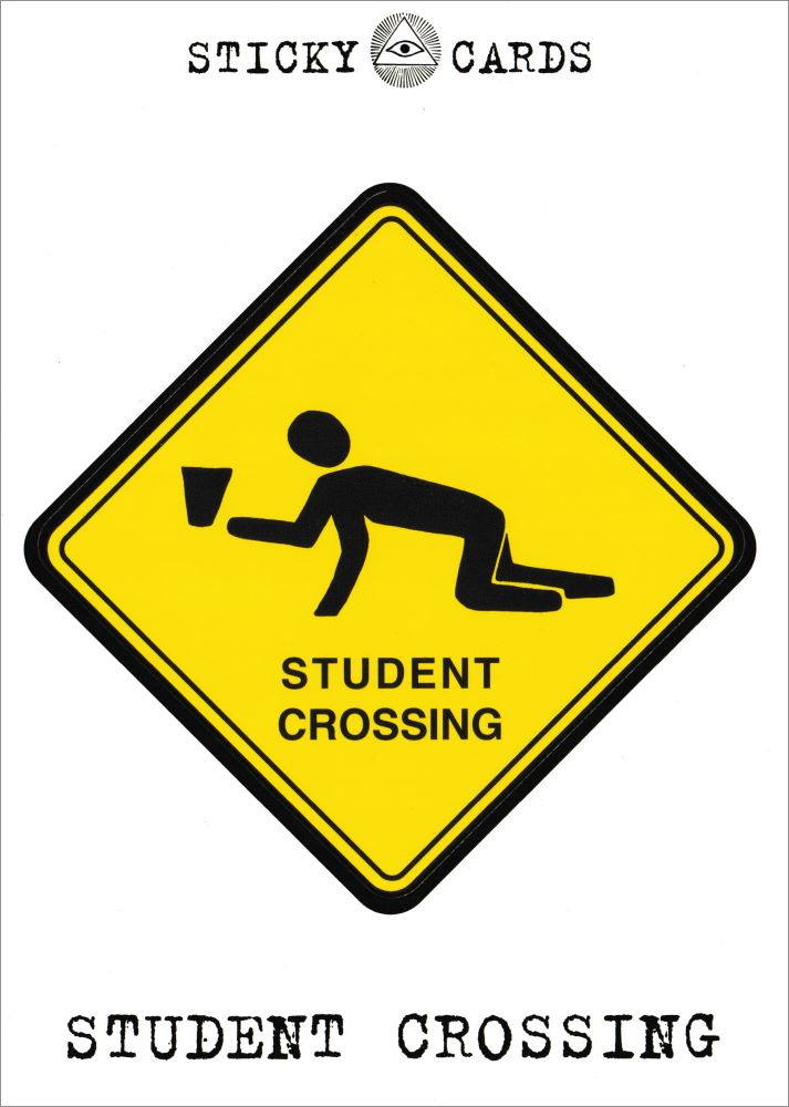 Sticker-Postkarte "Student crossing"