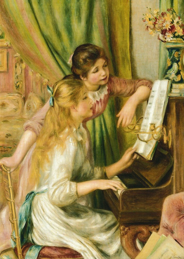 Kunstkarte Pierre Auguste Renoir "Mädchen am Klavier"