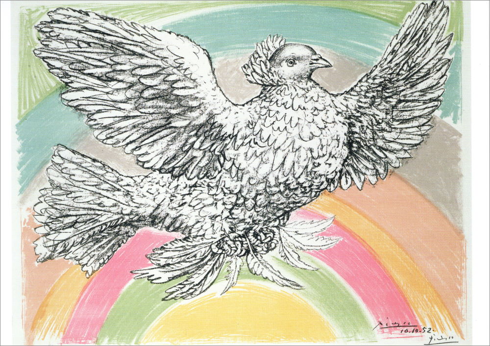 Kunstkarte Pablo Picasso "Fliegende Taube mit Regenbogen"