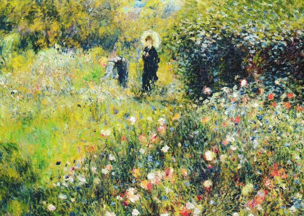 Kunstkarte Pierre Auguste Renoir "Frau mit Sonnenschirm in einem Garten"