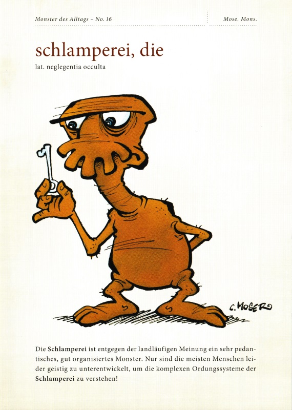 Postkarte "Monster des Alltags - No. 16: schlamperei, die"