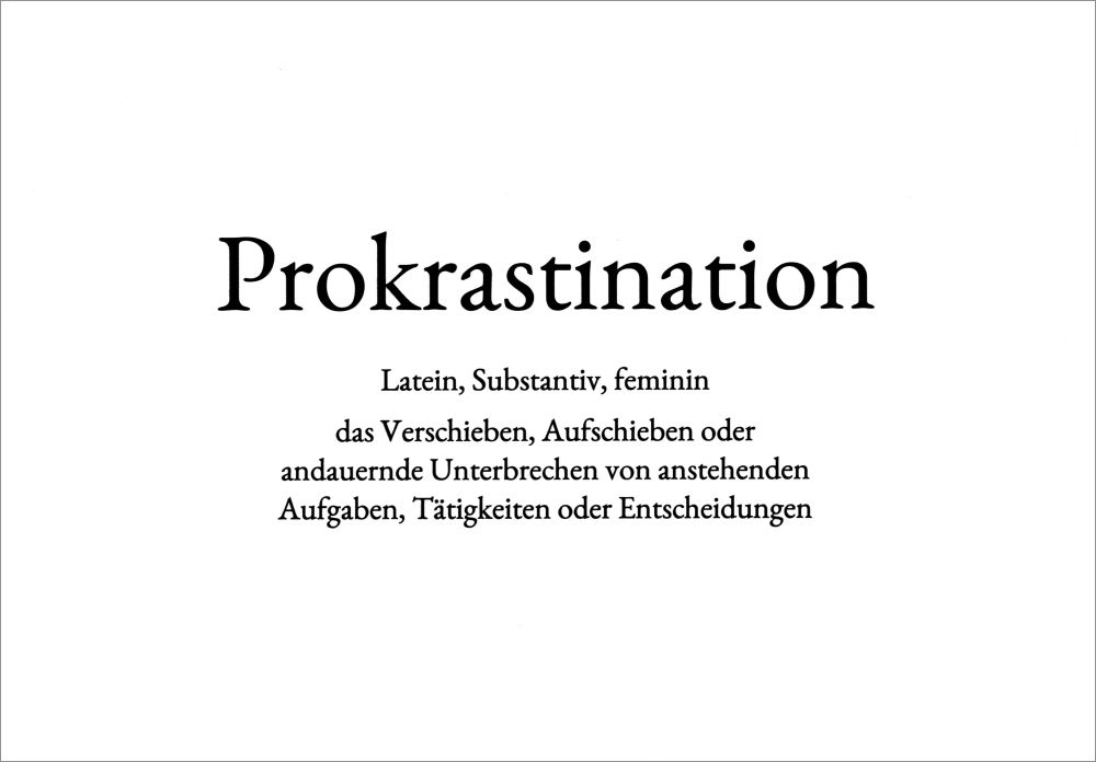 Wortschatz-Postkarte "Prokrastination"