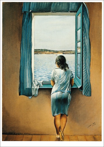 Kunstkarte Salvador Dalí "Frau am Fenster"