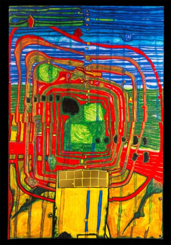 Kunstkarte Hundertwasser "Hommage au Tachisme"