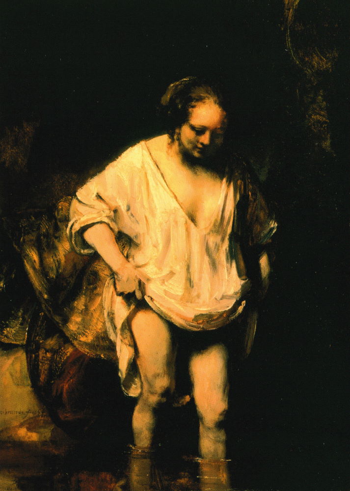 Kunstkarte Rembrandt "Badendes Mädchen"
