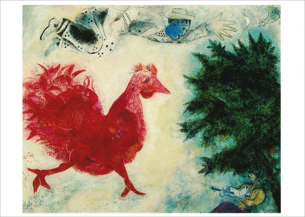 Kunstkarte Marc Chagall "Der rote Hahn"