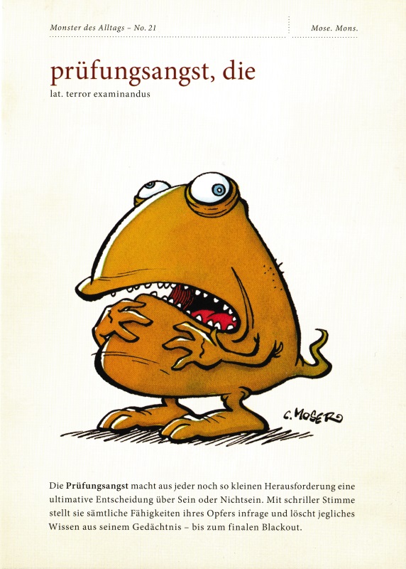 Postkarte "Monster des Alltags - No. 21: prüfungsangst, die"