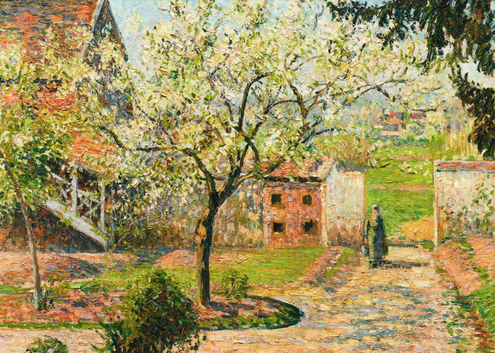 Kunstkarte Camille Pissarro "Blühende Pflaumenbäume, Eragny"