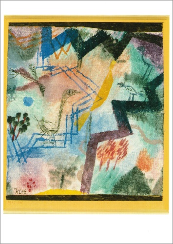 Kunstkarte Paul Klee "Landschaft mit prähistorischen Tieren"