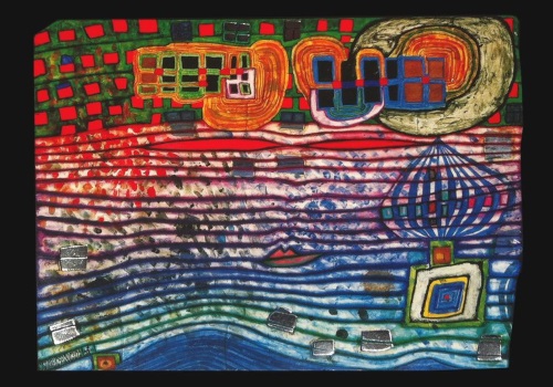 Kunstkarte Hundertwasser "Wellenlänge"