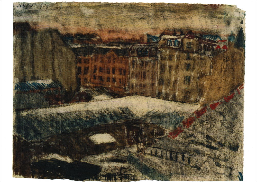 Kunstkarte Paul Klee "Blick aus dem Atelierfenster"