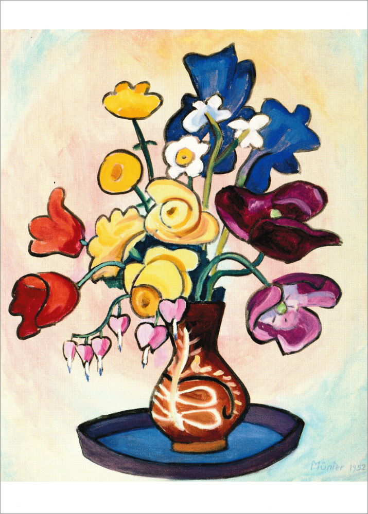 Kunstkarte Gabriele Münter "Bunter Strauß in brauner Vase"