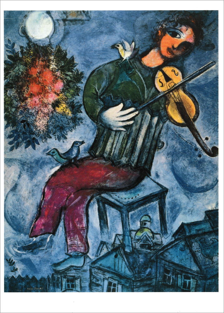 Kunstkarte Marc Chagall "Der blaue Geiger"