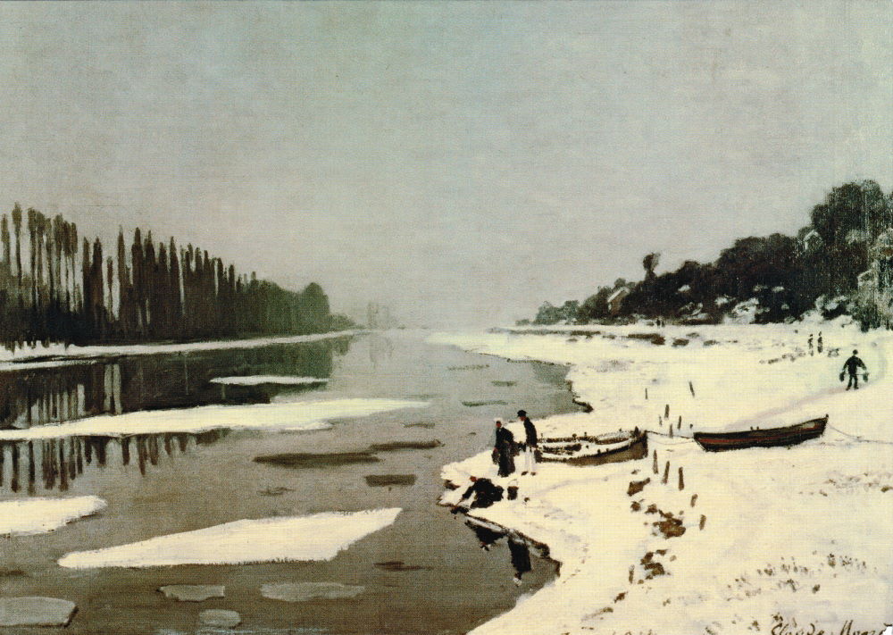 Kunstkarte Claude Monet "Eis auf der Seine bei Bougival"