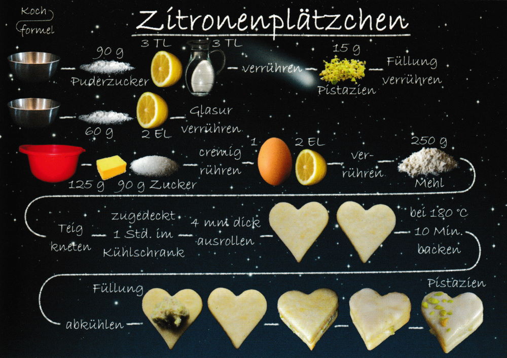 Rezept-Postkarte "Weihnachtsgebäck: Zitronenplätzchen"