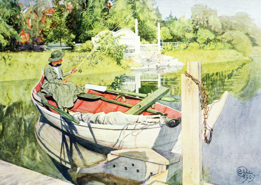 Kunstkarte Carl Larsson "Beim Fischen"