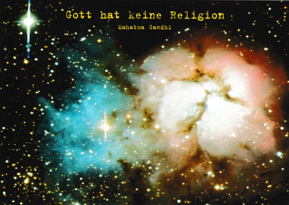 Postkarte "Gott hat keine Religion (Mahatma Gandhi)"