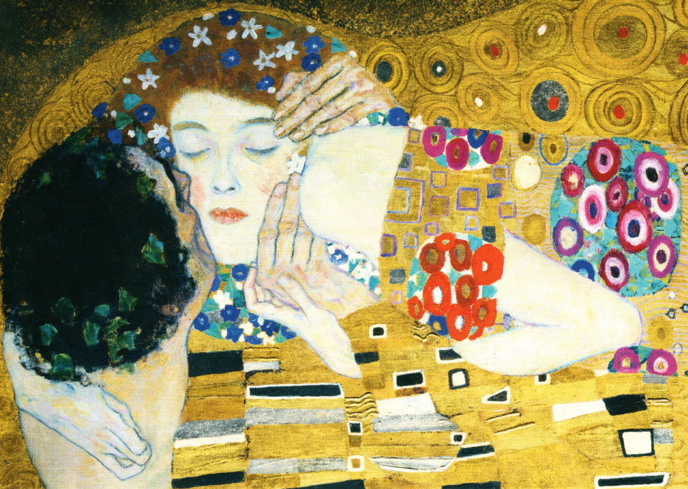 Kunstkarte Gustav Klimt "Der Kuss (Ausschnitt)"