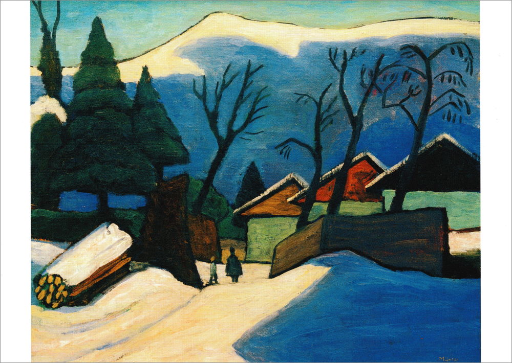Kunstkarte Gabriele Münter "Drei Häuser im Schnee"