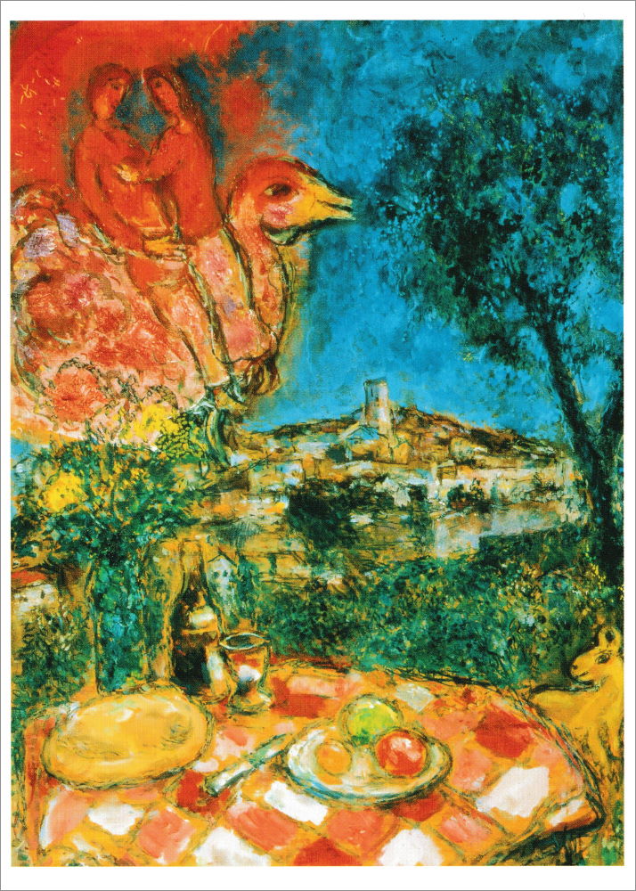 Kunstkarte Marc Chagall "Gedeckter Tisch mit Aussicht auf St. Paul de Vence"