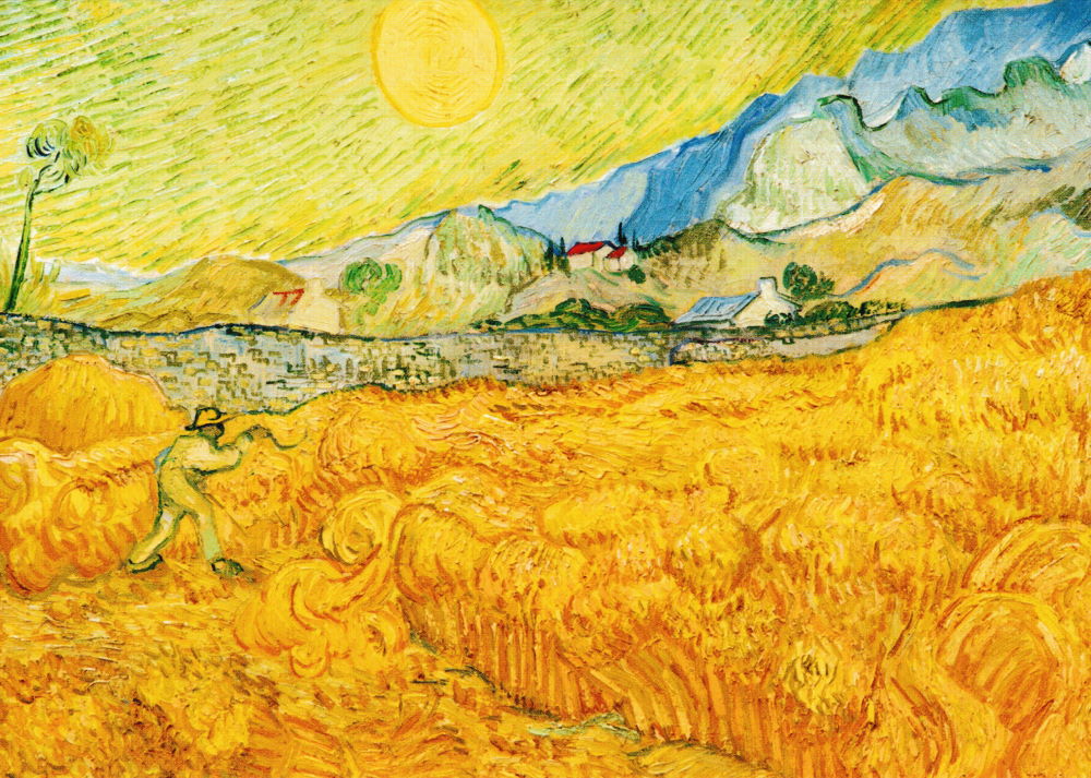 Kunstkarte Vincent van Gogh "Die Ernte, Kornfeld mit Schnitter"