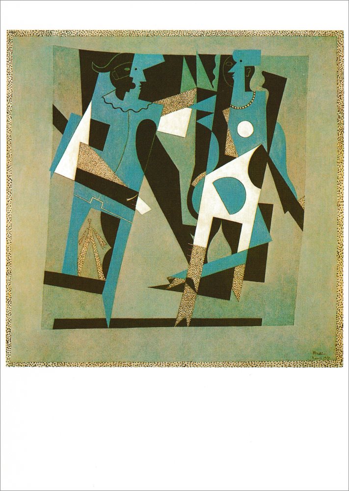 Kunstkarte Pablo Picasso "Harlekin und Frau mit Halskette"