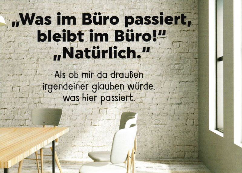 Postkarte Sprüche & Humor "Was im Büro passiert, bleibt"